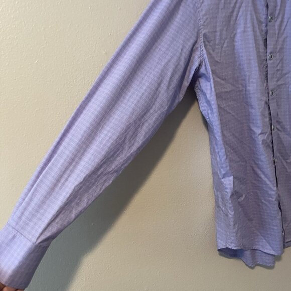 Robert Graham Shirt M Tailored Fit Purple Work Career Dress Green Artsy Plaid - Picture 3 of 9